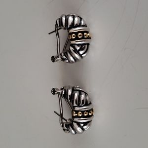 Chunky Hoop Earrings silver with gold accent